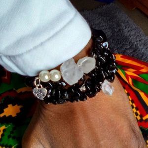 Bracelet black Jasper and quartz crystal